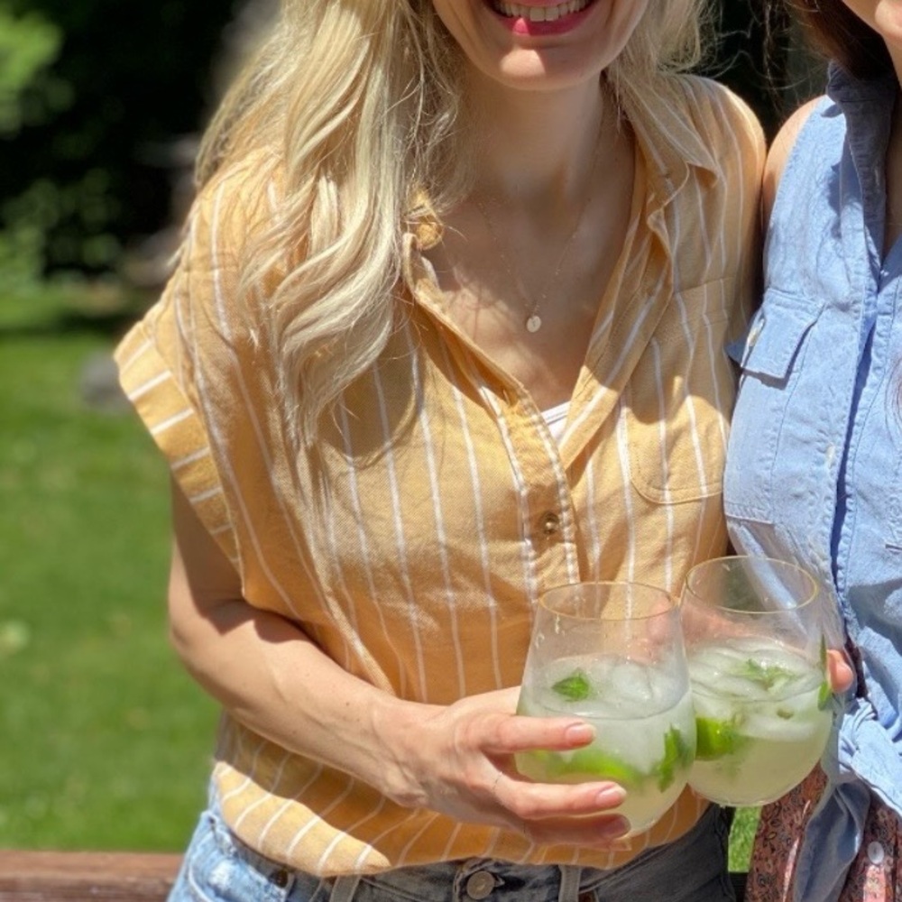 Yellow stripe button down